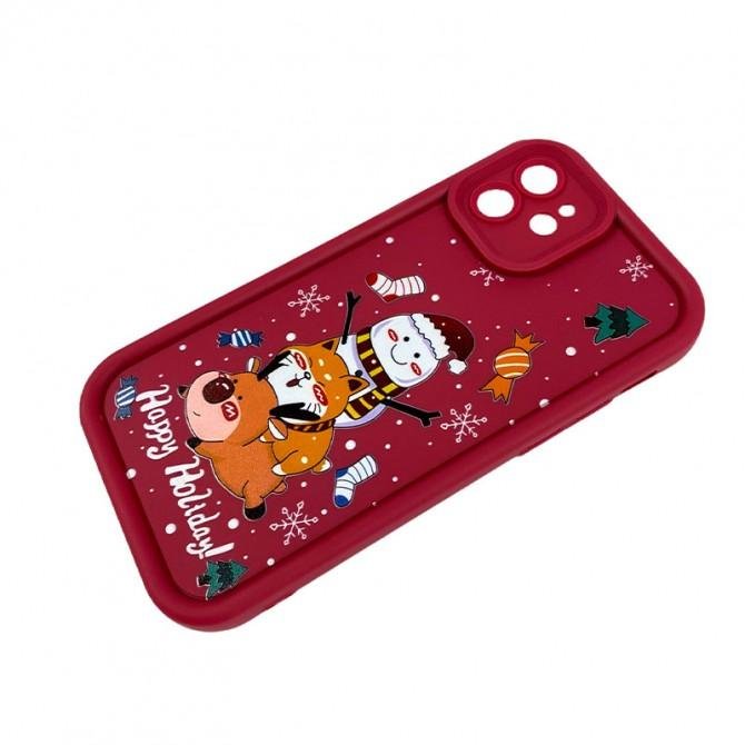 Чехол TPU Merry Christmas iPhone 12 Bordo-2