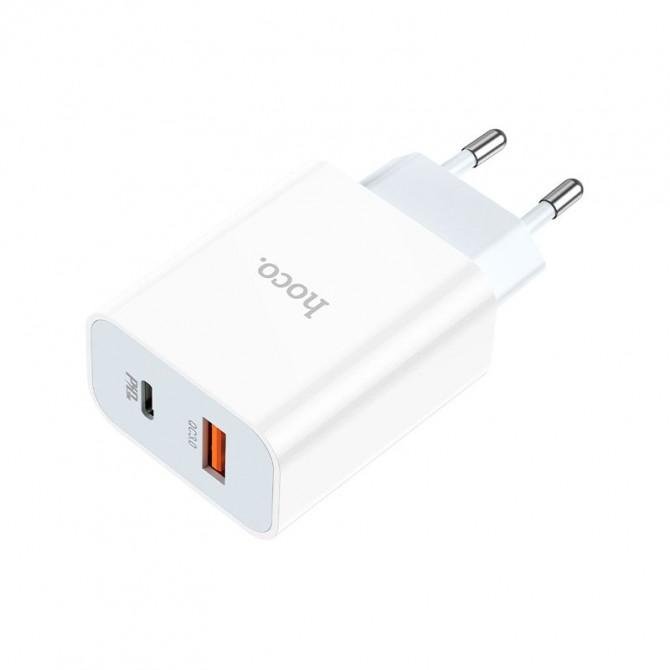 Мережевий зарядний пристрій 1USB Hoco C97A +Type-C PD20W QC3.0 White-1