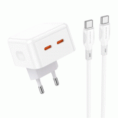 СЗУ 2Type-C Borofone BA76A Source PD35W White + Type-C to Type-C Cable