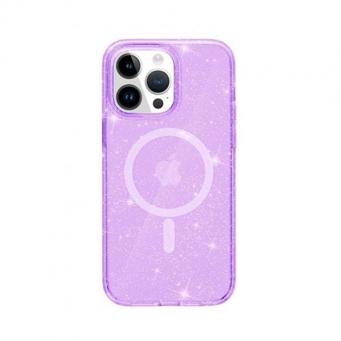 Чехол TPU Galaxy Sparkle (MagFit) для Apple iPhone 14 Pro Max (6.7") Purple+Glitter