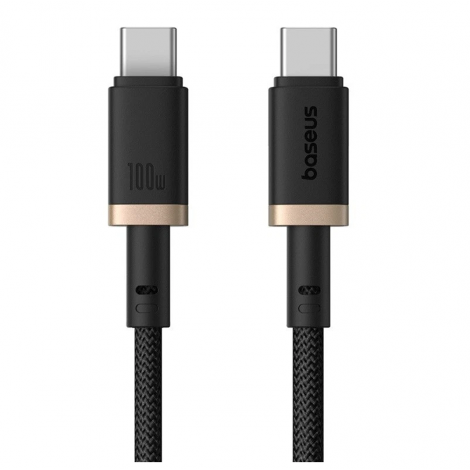 Кабель Baseus Dura Series Type-C to Type-C 100W Black/Gold 1m-3