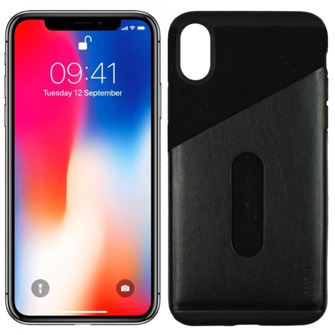 Чехол Baseus Card Pocket Series для iPhone X Чёрный (KA01)