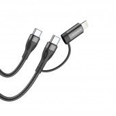 Кабель Borofone BX61 Type-C/Type-C+Lightning 60W Balck Кабель Borofone BX61 Type-C/Type-C+Lightning 60W Balck