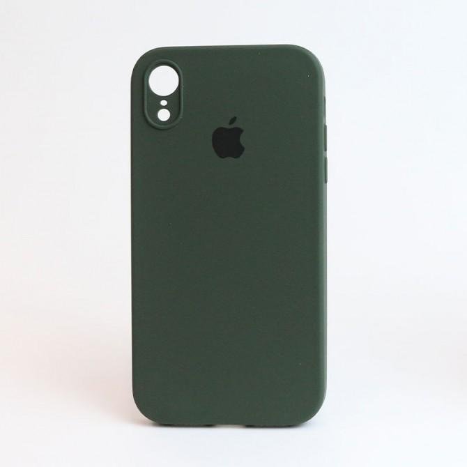 Оригинальный силиконовый чехол для iPhone Xr Темно Зеленый FULL (SQUARE SHAPE)