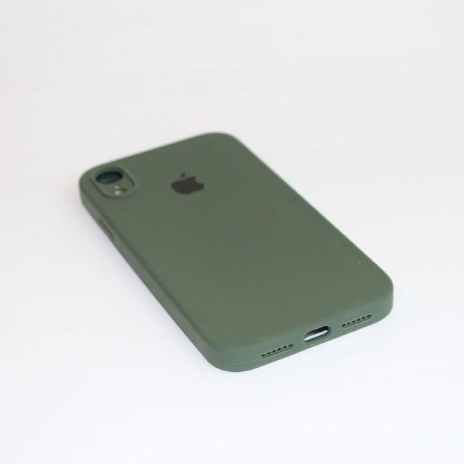 Оригинальный силиконовый чехол для iPhone Xr Темно Зеленый FULL (SQUARE SHAPE)-3