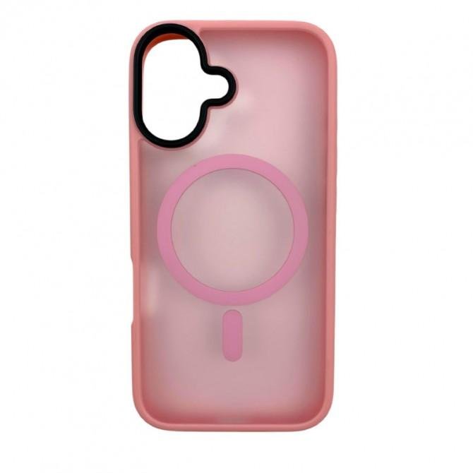 Чехол TPU+PC Metal Buttons with MagSafe Colorful для Apple iPhone 16 (6.1") Розовый