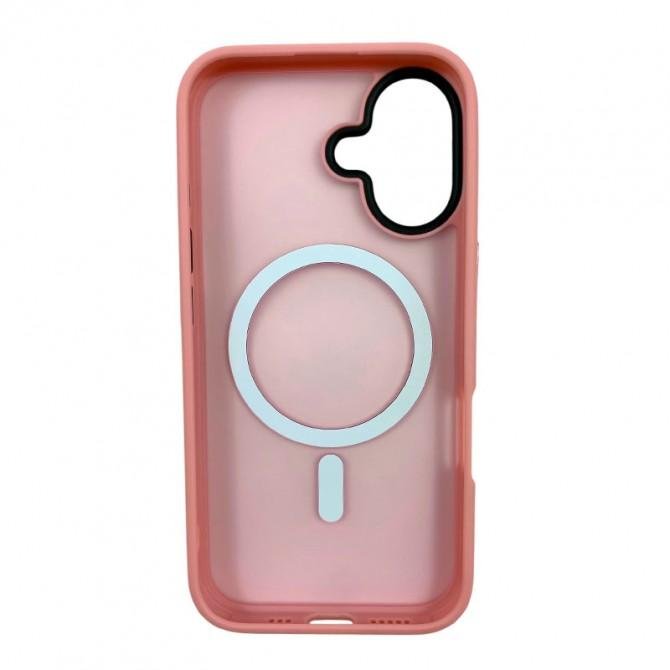 Чехол TPU+PC Metal Buttons with MagSafe Colorful для Apple iPhone 16 (6.1") Розовый-1