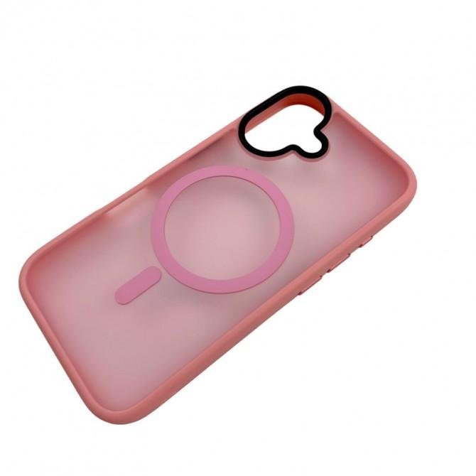 Чехол TPU+PC Metal Buttons with MagSafe Colorful для Apple iPhone 16 (6.1") Розовый-2
