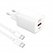 МЗП XO L96 PD 30W/1 USB 1 USB-C White + Type-C to Type-C Cable МЗП XO L96 PD 30W/1 USB 1 USB-C White + Type-C to Type-C Cable