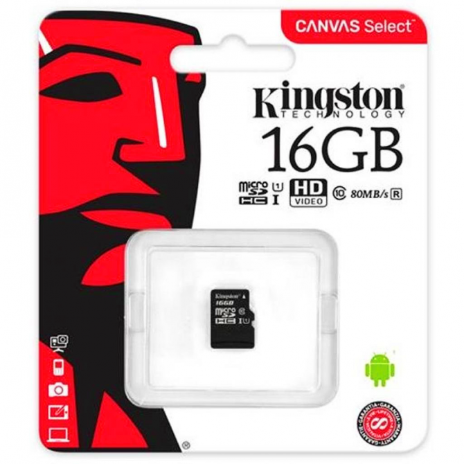 Карта памяти Kingston microSDHC 16Gb UHS-I A1 (Class 10)-2
