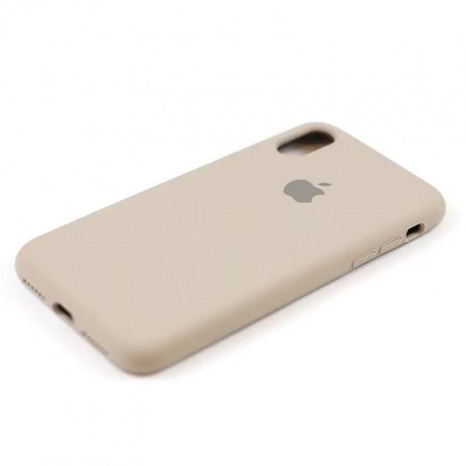 Оригинальный силиконовый чехол для iPhone Xr Темно Бежевый FULL-1