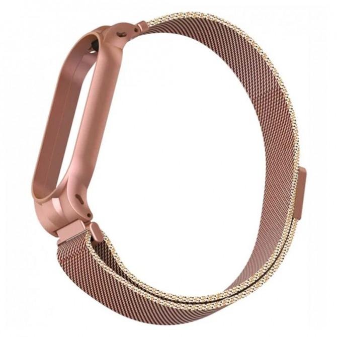 Ремешок для Xiaomi Band 5/6 milanese design Розовое Золото-2