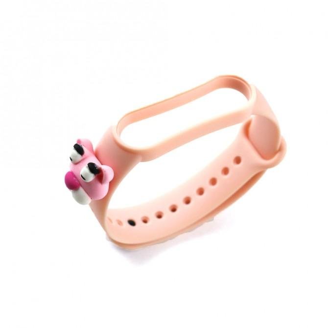 Ремінець для Xiaomi Mi Band 3/4 (Silicon) Cartoon Face series Pantera Pink (#6)-1
