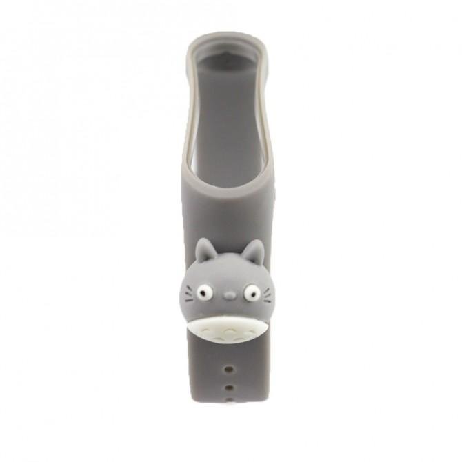 Ремінець для Xiaomi Mi Band 3/4 (Silicon) Cartoon Face series Totoro Grey (#3)