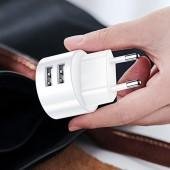 Сетевое зарядное устройство Usams T20 2USB + lightning cable (2.1A) White