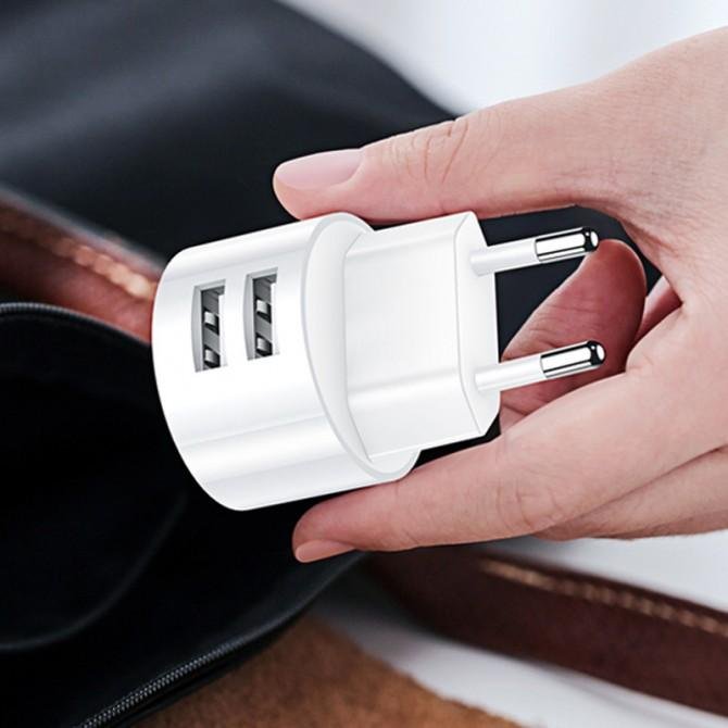 Мережевий зарядний пристрій Usams T20 2USB + Type-C cable (2.1A) White-2