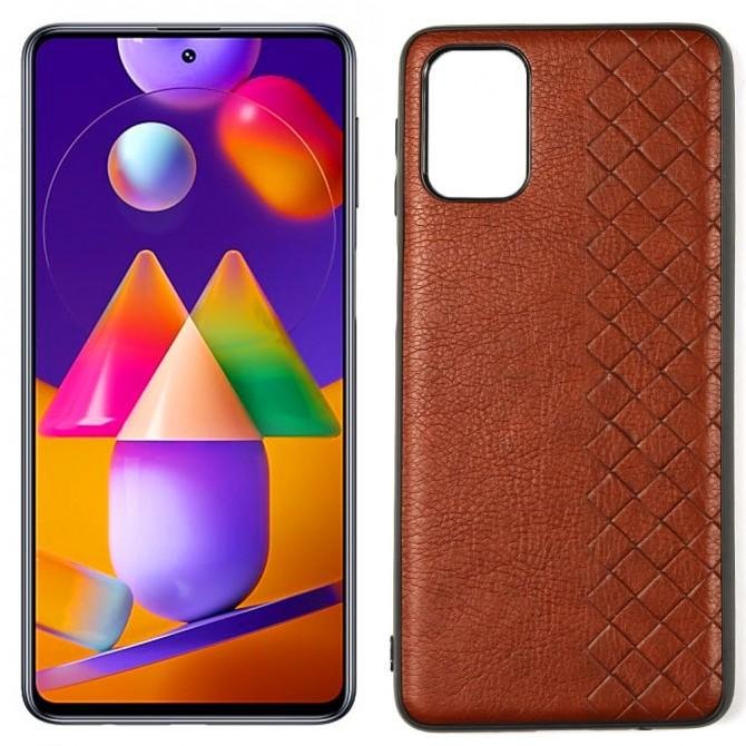 Кожаный чехол WaveSide для Samsung M317 Galaxy M31s Коричневый