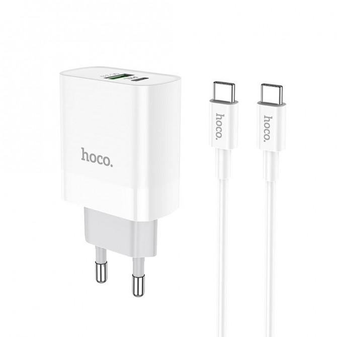 Сетевое зарядное устройство Hoco C80A +Type-C QC3.0 White + Cable Type-C to Type-C (3.1A)-2