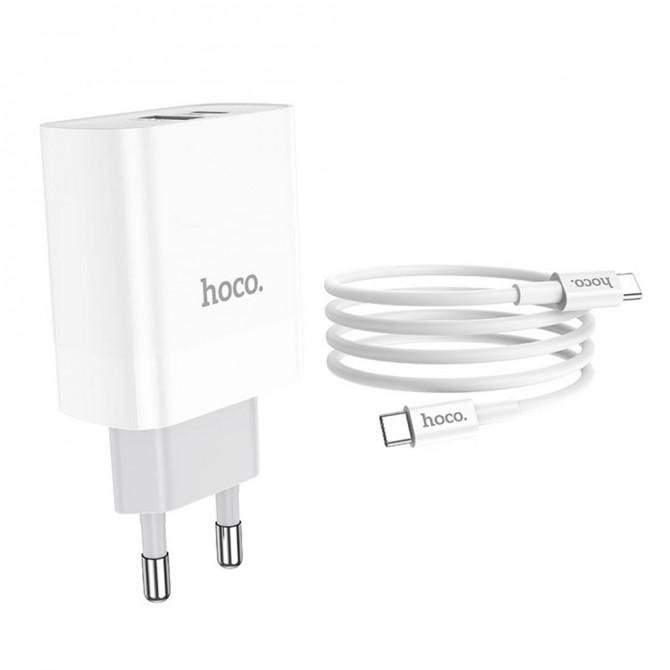 Сетевое зарядное устройство Hoco C80A +Type-C QC3.0 White + Cable Type-C to Type-C (3.1A)-3