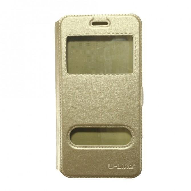 Чехол книжка для Huawei P8 Lite (2017) Gold with Window-1