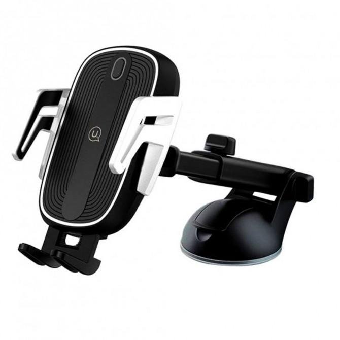 Автотримач Usams US-CD101 + Бездротова зарядка Чорний