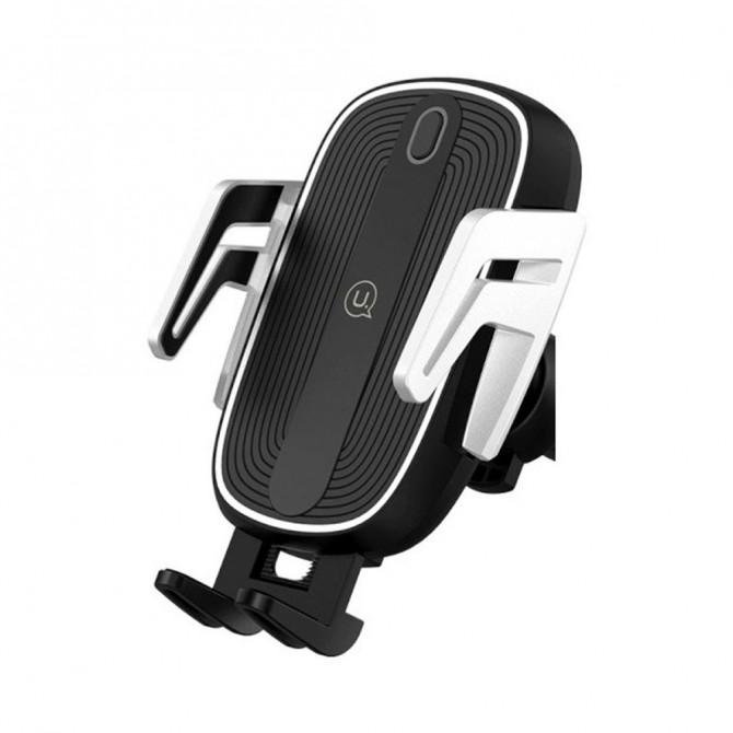Автотримач Usams US-CD101 + Бездротова зарядка Чорний-1