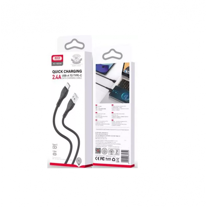 Кабель USB XO NB240 Type-C 2.4A Black-1