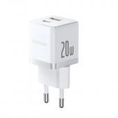 Сетевое зарядное устройство 1USB + Type-C Baseus Palm Fast Charger 20W EU Moon White