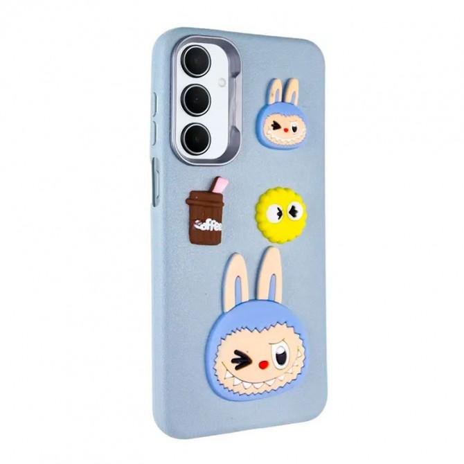 Чехол TPU Leather Toys для Samsung Galaxy A15 4G/5G/M15 5G (Labubu/Blue)