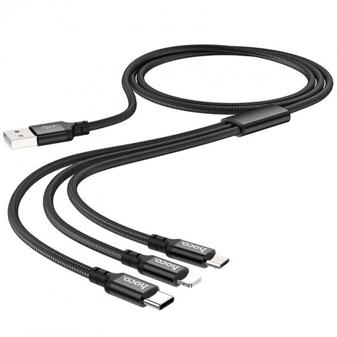 USB Кабель Hoco X14 Times Speed 3in1 (iP+Micro+Type-C) Black 1m-1