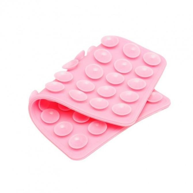 Тримач-присоска Ліппер для телефону двохсторонній прямокутний 100мм*60мм Pink-1