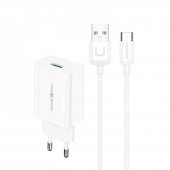 МЗП Usams T48 Travel Charger Kit (1USB QC3.0 + Type-C Cable) White МЗП Usams T48 Travel Charger Kit (1USB QC3.0 + Type-C Cable) White