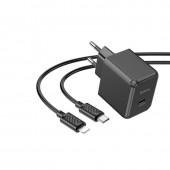 СЗУ 1Type-C Hoco CS13A PD 20W Black + Type-C to Lightning