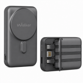 Дополнительная батарея WALKER WB-710 10000mAh Magsafe + cable USB,TC,LT с подставкой black