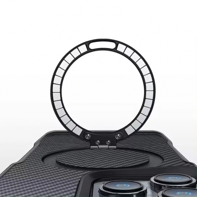 Чохол TPU+PC Metal Buttons with MagSafe Carbon Ring для Apple iPhone 14/13 (6.1) Чорний-2
