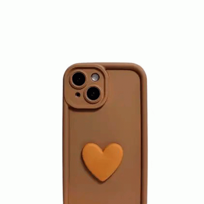 Чехол 3D Heart series for iPhone 15 Plus Brown-1