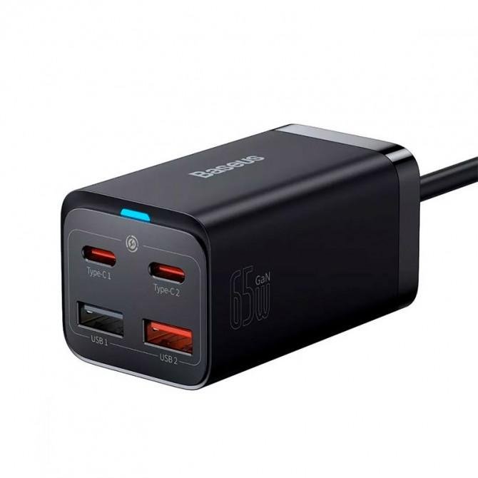 МЗП 2USB + 2Type-C Baseus GaN3 Pro Desktop Fast Charger 65W Black + Cable Type-C to Type-C 100W