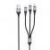 USB Cable Hoco X102 Fresh 3in1 iPhone-MicroUSB-Type-C Black 1m