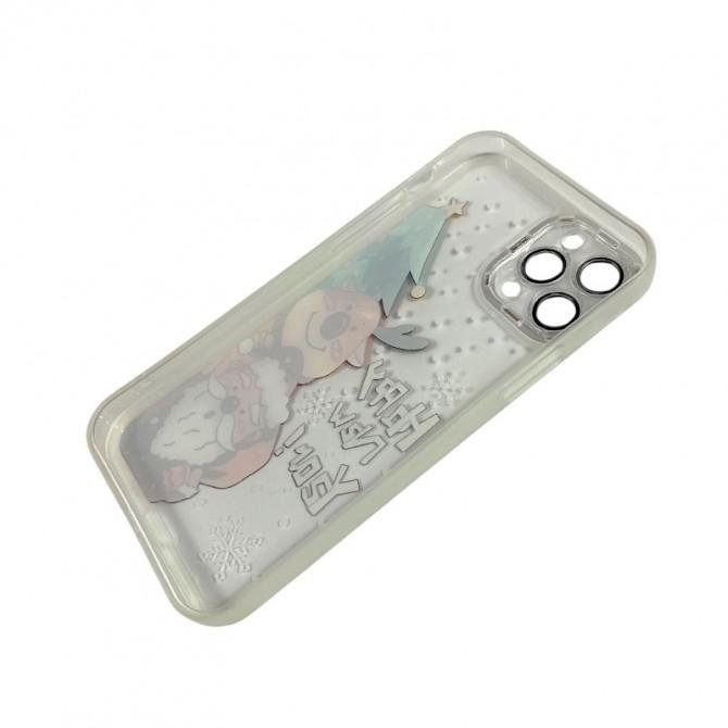 Чохол Christmas Glass Camera iPhone 15 Pro Max White-1