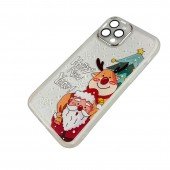 Чехол Christmas Glass Camera iPhone 15 Pro Max White Чехол Christmas Glass Camera iPhone 15 Pro Max White