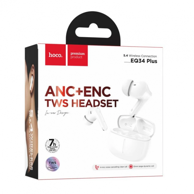 Наушники Bluetooth Headset Hoco EQ34 Rima ANC App White-2