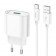 Мережевий зарядний пристрій 1USB Hoco C109A Fighter QC3.0 18W White + Cable Type-C