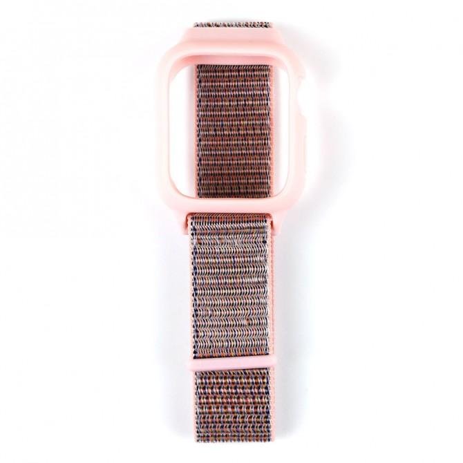 Ремешок для Apple Watch 38/40mm Nylon Sport Loop Pink + Protective Case