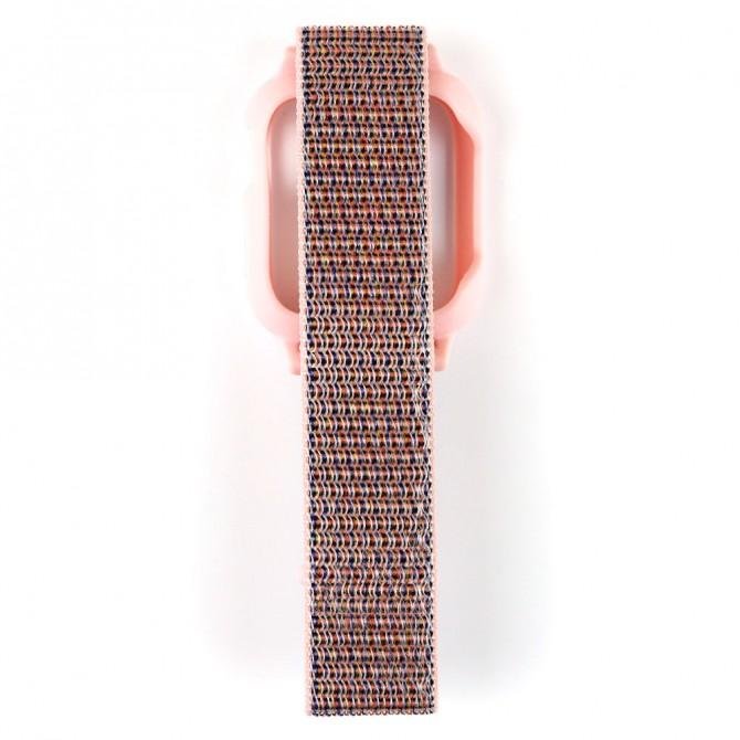 Ремешок для Apple Watch 42/44mm Nylon Sport Loop Pink + Protective Case-1
