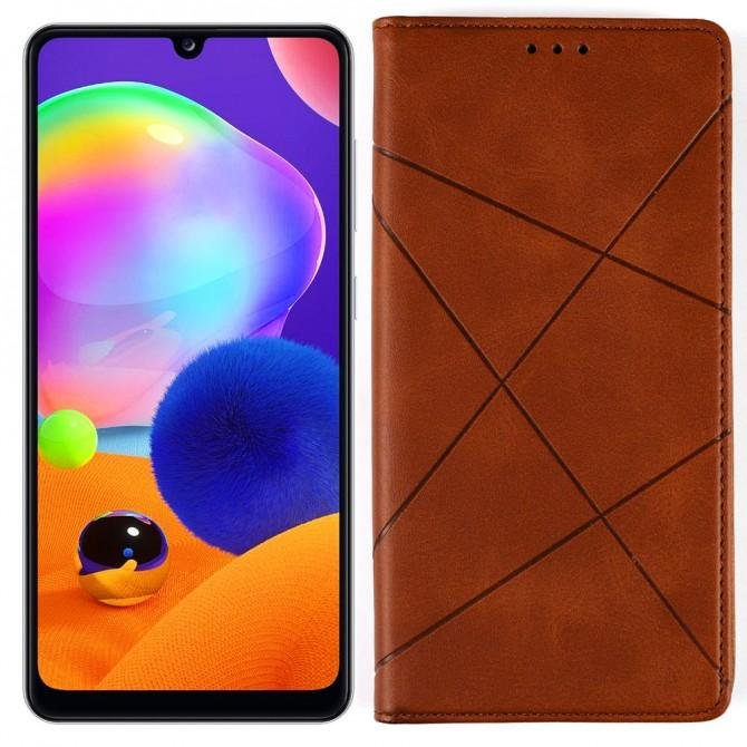 Чохол-книжка Lines Leather для Samsung A315 Galaxy A31 Brown
