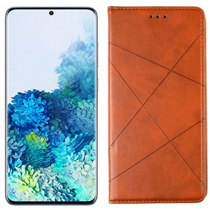 Чохол-книжка Lines Leather для Samsung G980 Galaxy S20 Brown