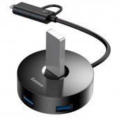 Хаб USB Baseus Round Box (Type-C + USB to 1 USB3.0 + 3 USB2.0) (CAHUB-GA01) Хаб USB Baseus Round Box (Type-C + USB to 1 USB3.0 + 3 USB2.0) (CAHUB-GA01)