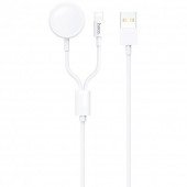 Кабель Hoco U69 Portable 2-in-1 Lightning + iWatch Wireless Charger White 1m Кабель Hoco U69 Portable 2-in-1 Lightning + iWatch Wireless Charger White 1m