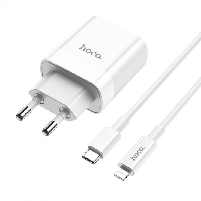Сетевое зарядное устройство Hoco C80A +Type-C QC3.0 White + Cable Type-C to iPhone(3.1A)-2