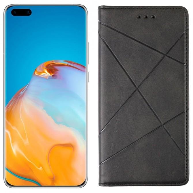 Чехол-книжка Lines Leather для Huawei P40 Black